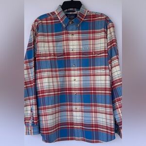Classic Western Men’s Button Down Shirt Plaid Long Sleeves Size Large
